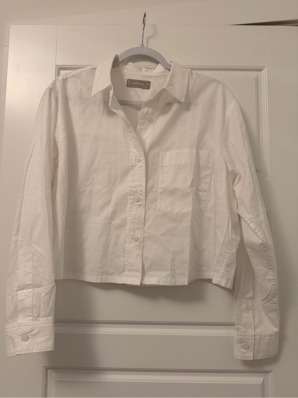 Everlane White Cropped Button-Front Shirt